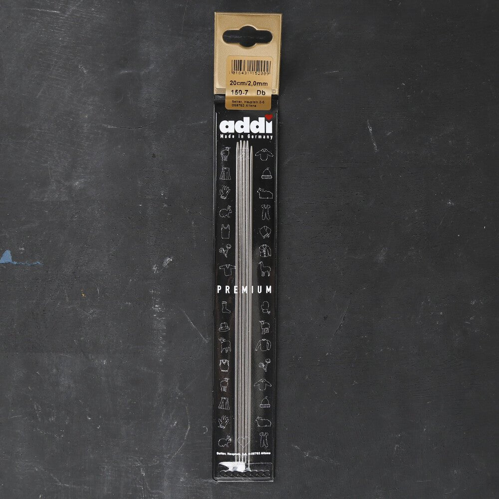 Addi 2mm 20cm Çelik Çorap Şişi - 150-7 - Hobium